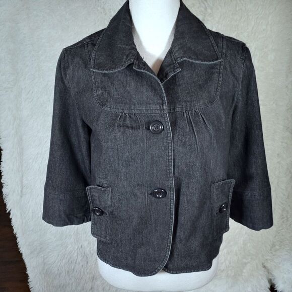 LARRY LEVINE CHARCOAL CROPPED JACKET SZ.S EUC - Picture 2 of 6